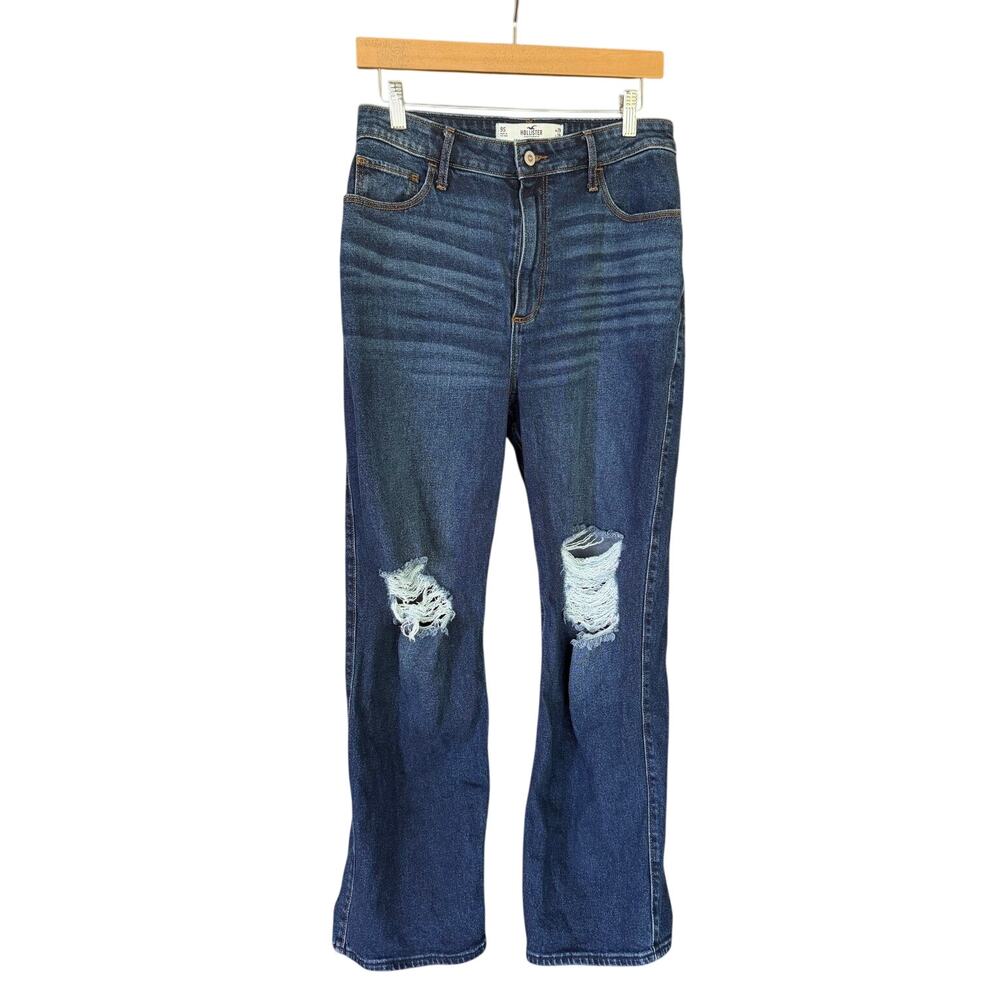 Hollister Curvy Ultra High Rise Dad Jeans Distressed Dark Wash 29